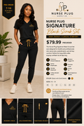Nurse Plug Signature Black Scrub Set